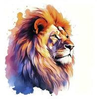 AI generated Watercolor Lion on a white background. For T-shirt Design. AI Generated photo