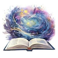 AI generated Galaxy celestial fantasy book watercolor for T-shirt Design. AI Generated photo