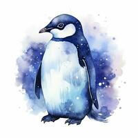 AI generated Watercolor Penguin for T-shirt design.  AI Generated photo