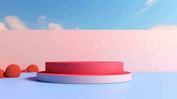 AI generated 3d rendered abstract empty display podium Minimal scene for product display presentation photo