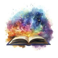 AI generated Galaxy celestial fantasy book watercolor for T-shirt Design. AI Generated photo