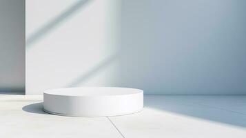 AI generated 3d rendered white empty display podium Minimal scene for product display presentation photo