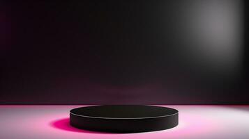 AI generated 3d rendered black theme empty display podium Minimal scene for product display presentation photo