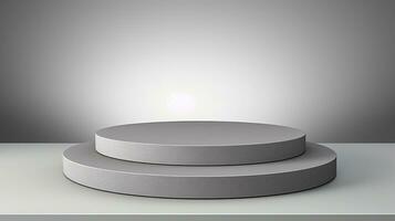 AI generated 3d rendered abstract gray empty display podium Minimal scene for product display presentation photo