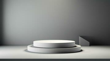 AI generated 3d rendered abstract gray empty display podium Minimal scene for product display presentation photo