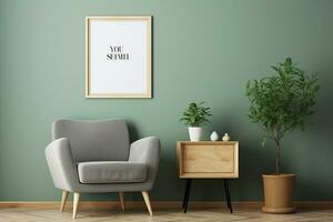 AI generated 3d rendered Minimal style Modern furniture in living room interior design with modern chair photo
