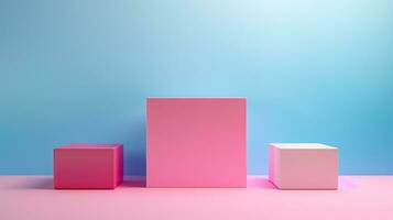 AI generated 3d rendered pink empty display podium Minimal scene for product display presentation photo