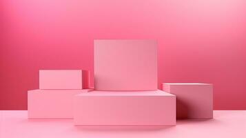 AI generated 3d rendered pink empty display podium Minimal scene for product display presentation photo