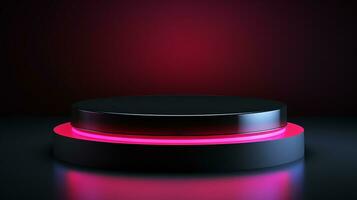 AI generated 3d rendered empty display podium with lights Minimal scene for product display presentation photo
