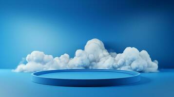 AI generated 3d rendered abstract empty display podium with clouds Minimal scene for product display presentation photo