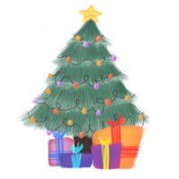 christmas tree with presents on transparent background png