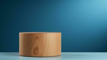 AI generated 3d rendered wooden empty display podium Minimal scene for product display presentation photo