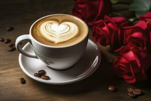 AI generated Valentine's Day Coffee. AI Generated photo