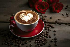 AI generated Valentine's Day Coffee. AI Generated photo