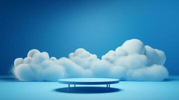 AI generated 3d rendered abstract empty display podium with clouds Minimal scene for product display presentation photo