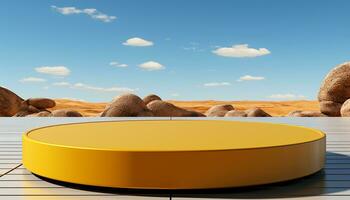 AI generated 3d rendered empty display podium on the water Minimal scene for product display presentation photo
