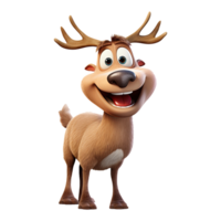 AI generated 3D cute cartoon reindeer on transparent background. png