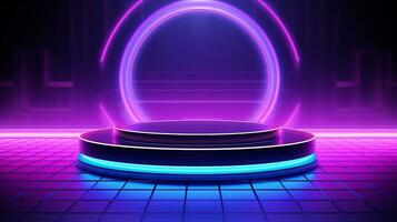AI generated 3d rendered empty display podium with lights Minimal scene for product display presentation photo