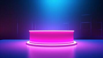 AI generated 3d rendered empty display podium with lights Minimal scene for product display presentation photo