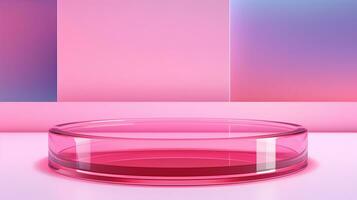 AI generated 3d rendered empty display pink glass podium Minimal scene for product display presentation photo