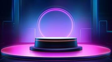 AI generated 3d rendered empty display podium with lights Minimal scene for product display presentation photo
