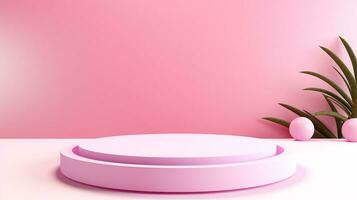 AI generated 3d rendered pink empty display podium Minimal scene for product display presentation photo