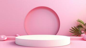 AI generated 3d rendered pink empty display podium Minimal scene for product display presentation photo