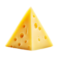 AI generated Close up photo of big triangle of yellow cheese without background. Transparent PNG inside