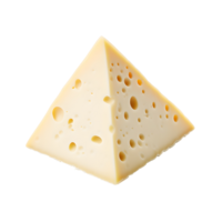 AI generated Close up photo of big triangle of yellow cheese without background. Transparent PNG inside