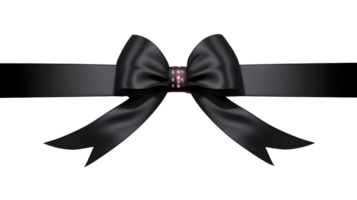 AI generated Black ribbon with bow without background png