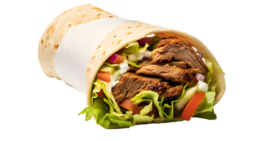 AI generated Close up photo of big and fresh doner without background. Transparent PNG inside