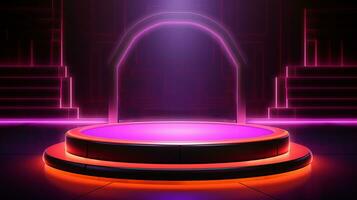 AI generated 3d rendered empty display podium with lights Minimal scene for product display presentation photo