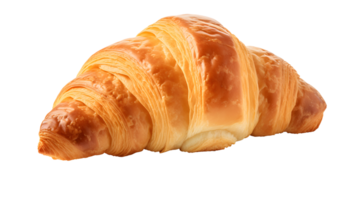 AI generated Close up photo of fresh, crispy and tasty croissant without background. Transparent PNG inside