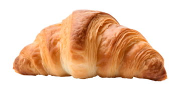 ai généré proche en haut photo de frais, croustillant et savoureux croissant sans pour autant Contexte. transparent png à l'intérieur