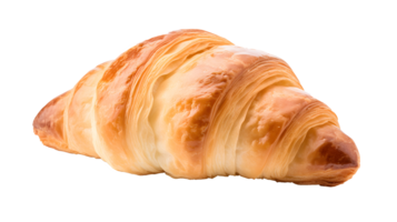 ai généré proche en haut photo de frais, croustillant et savoureux croissant sans pour autant Contexte. transparent png à l'intérieur