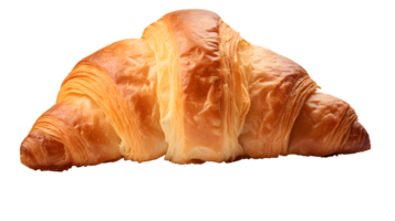 AI generated Close up photo of fresh, crispy and tasty croissant without background. Transparent PNG inside