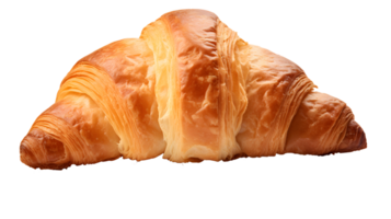 ai gegenereerd dichtbij omhoog foto van vers, krokant en smakelijk croissant zonder achtergrond. transparant PNG binnen