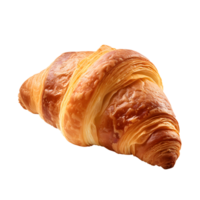 AI generated Close up photo of fresh, crispy and tasty croissant without background. Transparent PNG inside