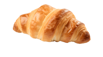 ai gegenereerd dichtbij omhoog foto van vers, krokant en smakelijk croissant zonder achtergrond. transparant PNG binnen