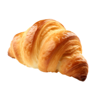 AI generated Close up photo of fresh, crispy and tasty croissant without background. Transparent PNG inside