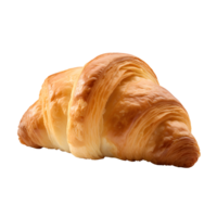 AI generated Close up photo of fresh, crispy and tasty croissant without background. Transparent PNG inside