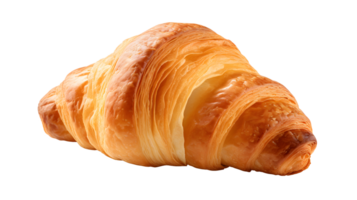 AI generated Close up photo of fresh, crispy and tasty croissant without background. Transparent PNG inside