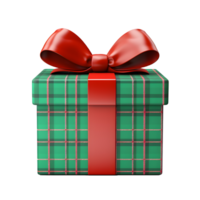 AI generated Photo of  present box in Christmas style with red bow and ribbon. Without background png