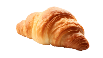 AI generated Close up photo of fresh, crispy and tasty croissant without background. Transparent PNG inside