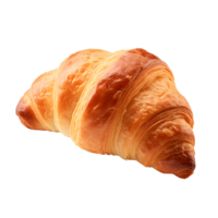 AI generated Close up photo of fresh, crispy and tasty croissant without background. Transparent PNG inside