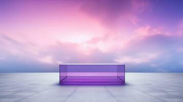 AI generated 3d rendered empty display glass podium Minimal scene for product display presentation photo