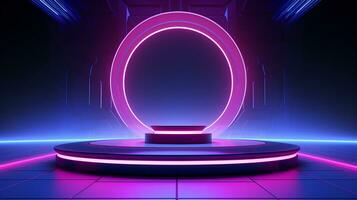AI generated 3d rendered empty display podium with lights Minimal scene for product display presentation photo