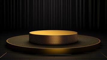 AI generated 3d rendered empty display golden podium Minimal scene for product display presentation photo