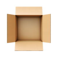 AI generated Top view of beige opened box with empty space for product display or similar cases. Reay for mockup. Transparent PNG inside