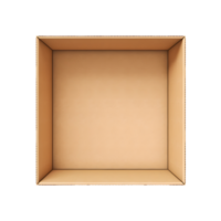 AI generated Top view of beige opened box with empty space for product display or similar cases. Reay for mockup. Transparent PNG inside